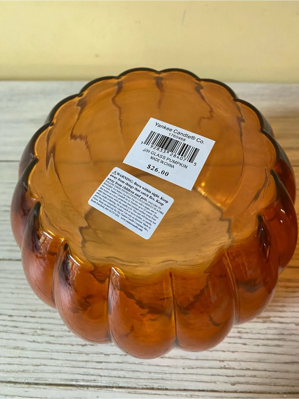 Yankee Candle Amber Glass Round Ribbed Candle Holders